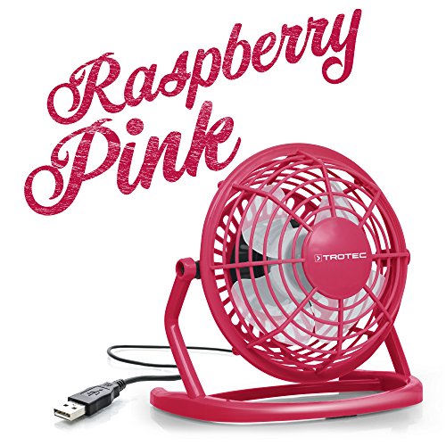 TROTEC TVE 1P Mini USB Ventilator / Fan / Lüfter Raspberry Pink, geräuscharm mit An/Aus-Schalter, 360° Neigungswinkel, ideal für Schreibtisch Laptop Notebook, oder unterwegs (pink)