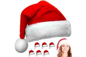 LYFETC Santa Hats Plush Santa Hats for Adults 6Pcs Christmas Hats, Classic Traditional Santa Hats for Kids Red Comfortable Xmas Holiday Hats for New Year Christmas Holiday Festival Party Supplies 32x40cm