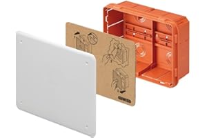 Gewiss Cassetta di Derivazione e Connessione, per Pareti in Muratura, con Guida Din, Dimensioni 196X152X75, Coperchio Bianco Arancio Ral9016