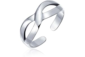 BLING JEWELRY Personalizada Romántica Midi Dedo Medio Infinito Nudo De Amor O De Doble Apertura Entrelazados Corazónes Dedo Del Pie Anillo Para La Mujer Adolescente Pulido .925 Plata Esterlina Ajustable