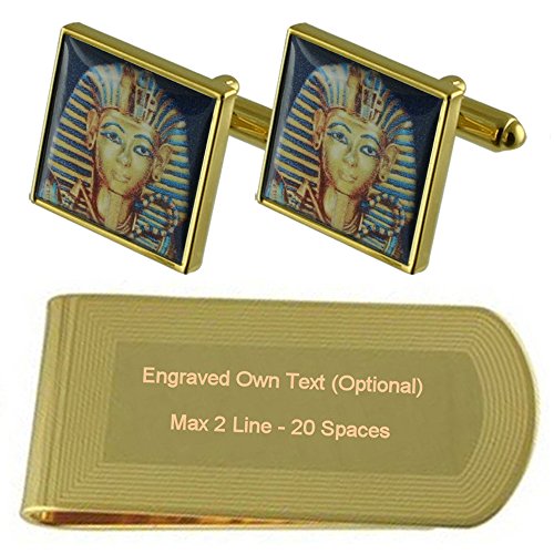 Preisvergleich Produktbild Junge König Ägypten Gold-Manschettenknöpfe Geldscheinklammer Gravur Geschenkset