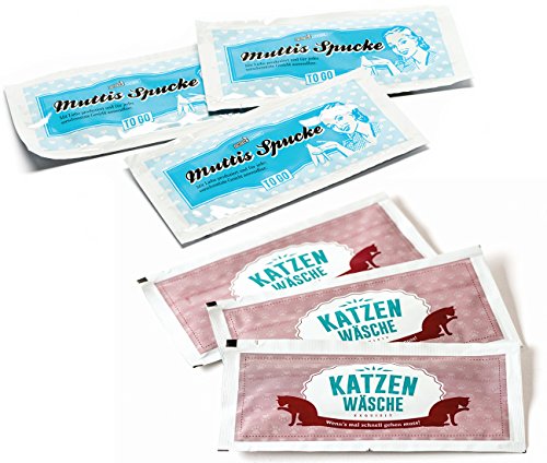 Preisvergleich Produktbild je 3 Stück"Muttis Spucke" und 3 Stück"Katzenwäsche" Feuchttücher