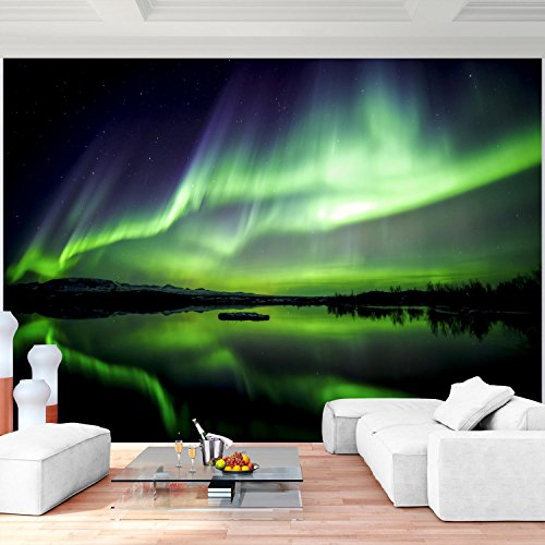 Fototapete Polarlicht 396 x 280 cm - Vliestapete - Wandtapete - Vlies Phototapete - Wand - Wandbilder XXL - !!! 100% MADE IN GERMANY !!! Runa Tapete 9032012c