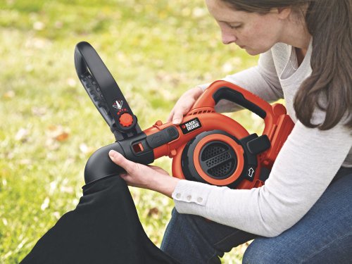 Black+Decker 2-in-1 36V Li-Ion 2.0Ah PowerSelect Akku-Laubbläser- Laubsauger, 145 bis 218km/h, inkl. integrierter Häcksler, Fangsack 17.5l, mit Akku + Ladegerät, GWC3600L20, schwarz orange - 8