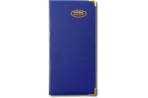 PaulStore 2026 Slim Line Week to View Padded Diary Metal Corner Case Bound (Blue)