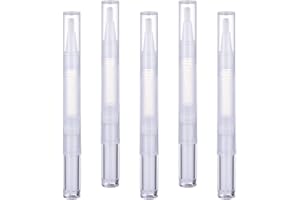 Frcolor 5pcs 3ml Nail Twist Pens Empty Transparent Nail Oil Pen with Brush Tip Cosmetic Container Applicators Eyelash Growth Liquid Tube