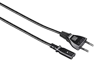 Hama Kabel sieciowy Euro 2-biegunowy 2,5 m, prosty (wtyczka sieciowa do podwójnego gniazda euro 8 ze stykiem ochronnym) kabel zasilający czarny