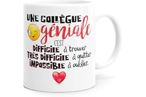 LUIGI COLLECTION Mug Collègue Géniale Femme Tasse Message Humour Drôle Amitié. Idée Cadeau Original Départ en Retraite Pot Mutation Travail Bureau Amie Homme pour Anniversaire Noël Céramique.