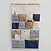 Highdas New Style Cotton Fabric Larger 13 Pockets Wall Door Closet Hanging Storage Bag Organizer Retro Navy Stripe-Blue