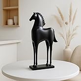 Xtore Elegant Black Horse Figurine | Modern Minimalist Home,Office Decor | Sleek Resin Sculpture | Contemporary Home Accent