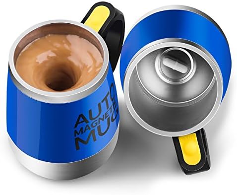 [Update]Self Stirring Coffee Mug - Upintek Magnetic Self Stirring Cup, Electric Stainless Steel Automatic Self Mixing Cup and Mug for Traveling Morning, Office Men and Women 450ml/15.2oz (Blue)