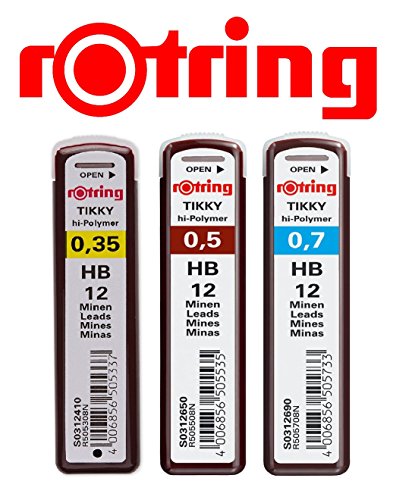 rOtring Tikky 3er Set Ersatzminen HB (1, Ersatzminen Set | 0,35 HB | 0,5 HB | 0,7 HB)