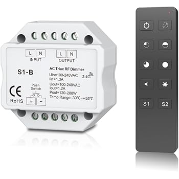 KIMISS Dimmer RF Per Insegne LED E Luci Monocromatiche - Telecomando Wireless 30m, 12.5A, 5-24V, PWM - 3
