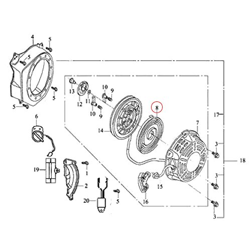 Ersatzteil für Benzinmotor 6,5 PS Rücklauffeder für Handstarter - 2