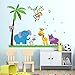 UberLyfe Jungle Theme Zoo Animals with Giraffe, Elephant, Monkeys Wall Sticker (Wall Covering Area: 87cm x 106cm) - WS-001345 RS.265.00