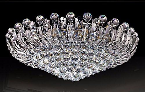 yxhflo Minimalist modern living room light legend of the living room light Circular stylish restaurant k9 luxurious crystal Ceiling lamp led energy saving lamps , Kim silver bedroom silver 60cm diameter