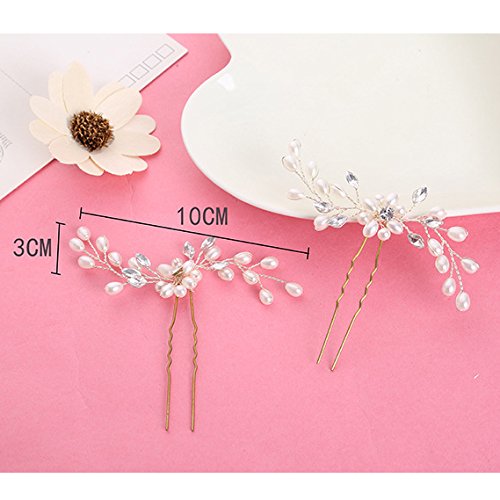 Miya 1 paar MEGA Glamour Braut Kamm Haarnadel Steckkamm mit wunderschöner Blumen Blüte, verschönert mit Perle und Kristallen, Braut Schmuck Hochzeit Jugendweihe Haarschmuck, Form YY15 - 5