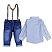Eleery 3Pcs Fashipn Boy Kids Cotton T Shirt Top Waitcoat+Cowboy Trousers Pants+Suspenders Braces Outfit Overall Clothing Set Baby Wear