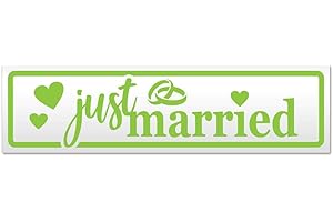 ‎KIWISTAR Kiwistar Just Married Ringe Herzen Magnetschild Schild magnetisch - 30cm Lindgrün - Magnetfolie für Auto PKW Kfz