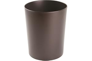 mDesign poubelle en métal – corbeille à papier chic pour salle de bain, bureau ou chambre à coucher – grande poubelle salle de bain pour papier, etc. – bronze