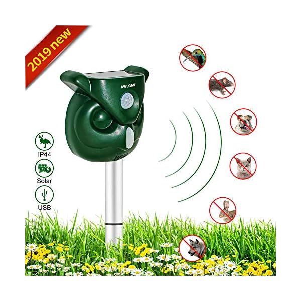 Repellente Gatti Ultrasuoni Solare Impermeabile a Fequenza Regolabile per Allontanare Gatti, Cani, Ratti, Uccelli…