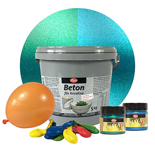 Beton Set für große Windlichter -Smaragd / Türkis- Kreativ Beton, Beton für Kreative, Beton Windlichter, Beton Schalen, Bastelbeton, Beton zum Basteln, Gießbeton, Maya Gold Viva Decor