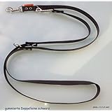 Gummierte Hundeleine Doppelleine 2,40m 3fach verstellbar schwarz
