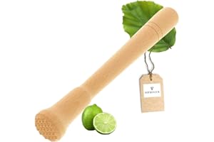 HOFMEISTER HOLZWAREN HOFMEISTER® mortero de madera para cóctel para caipirinha y todas las bebidas, 22 cm, mortero de bar para vasos grandes, tritura limas y cubitos de hielo gracias a la base rugosa, Made in EU