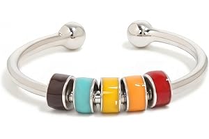 Loomify Anillo Antiestres Ajustable, Anillo Mujer Plata de Ley 925 Anillo con Perlas Resina, Anillo Ansiedad Giratorio de Cuentas para Novia Esposa Madre Hija Amigos