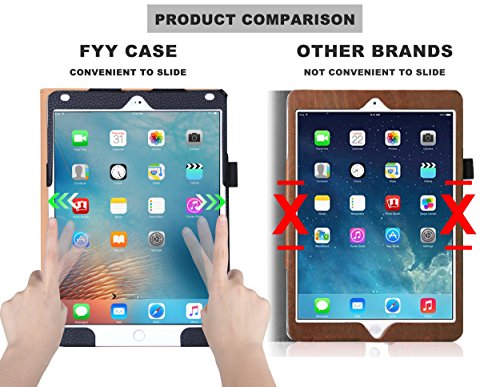 iPad Pro Hülle,iPad Pro 9.7 Hülle,Fyy® [Super Functional Series] Hochwertige Kunstleder Hülle mit elastitcher Handschlaufe und Halterungen für Karten, Notizen für iPad Pro 9.7 Zoll (2016 Edition),Schwarz (mit automatischer Schlaf/ Weck-Funktion) - 2