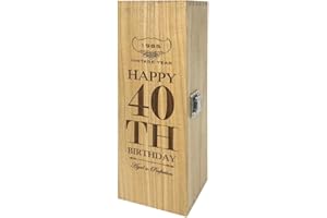 English Pewter Company Sheffield, England Unique Personalised 40th Birthday Gift - Luxury Wooden Wine or Champagne Box Satin Lined [HING06]