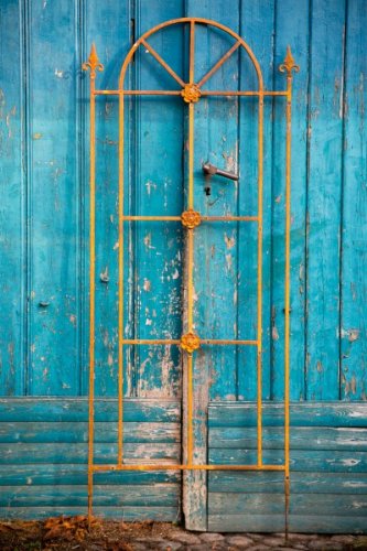 Steckzaun, Rankgitter, Höhe 215cm, Breite 90cm, Roheisen / Rost - 2