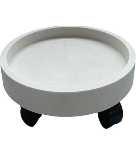 Support Pot De Fleurs à Roulettes 28.3 Cm Blanc Cassé - Base Roulante Universelle Pour Plantes, Seau, Ventilateur, Purificateur D'Air