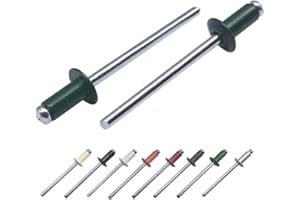 MARCOPOL (Pack of 100 pcs) Painted Blind Rivets 4.0 x 8 mm, Dome Head, DIN 7337, Aluminum Rivet and Steel Mandrel, Pop Rivets (100, Moss Green RAL 6005)