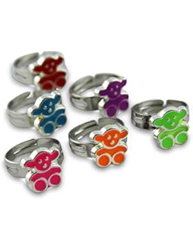 6 x Kinderring Teddybär Kinder Ring Teddy Bär Kinderschmuck