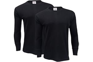Gaffer Men's Thermal Top Long Sleeve T Shirt Warm Underwear Baselayer, 2 Packs, Grey, Winter Ski Wear