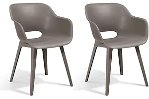 ‎KETER Allibert by Keter Gartensessel Akola, cappuccino, 2er Set, Kunststoff, 56.7 x 55.8 x 80.1 cm, Schalenstuhl in Cupform, perfekt für Garten, Terrasse oder Esszimmer