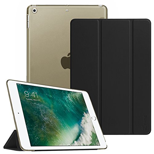 Fintie iPad 9.7 Zoll 2017 Hülle - Ultra Slim Superleicht Schutzhülle mit Lichtdurchlässig Rückseite Abdeckung Smart Cover Case Tasche mit Auto Schlaf / Wach und Standfunktion für Apple iPad 2017 Neue Modell, Schwarz