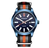 XINLEE Herrenuhr Zeiger zeigt Quarzwerk wasserdicht leuchtende Nylonarmbanduhr, 001