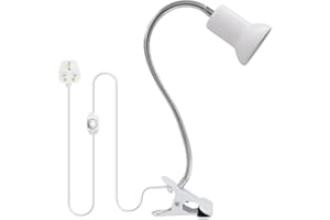 WEEVDRIE Portable Heat Lamp, Terrarium Heat Lamp with Clip, 40CM 360° Rotating Neck Reptile Heat Spotlight, Basking Light with Holder with Dimmer Switch for Turtle Lizard Tortoise, White