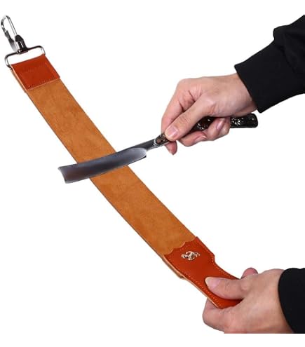 EBTOOLS Affûtage des rasoirs droits Strop 2 pièces Cuir à Rasoir Droit Affûtage de Rasoir de