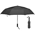 amazon basics 3-Fold Travel Umbrella - Sophisticated Auto-Open Auto-Close Mechanism, Large 42 inch Canopy, RainProof & UV Protection|Ideal for Men & Women | Stylish, Durable, and Functional Design
