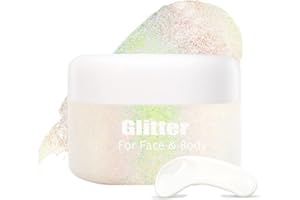 GL-Turelifes Holographic Body Glitter Gel, 1.4 oz (#02), Biodegradable, Long-lasting, Versatile