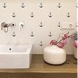 Wandaufkleber Set mit kleinen Ankern je 60mm Höhe Wandtattoo Wandsticker Sticker Wanddeko Maritim Kinderzimmer, Badezimmer, Fliesen