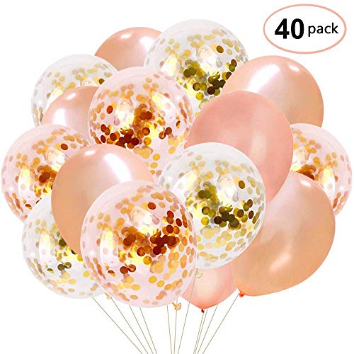 Or Rose Confettis Ballon 40 pièces 12 Pouce Latex Ballon De Fête pour Baptême Baby Shower Nuptiale Douche Décorations D'anniversaire