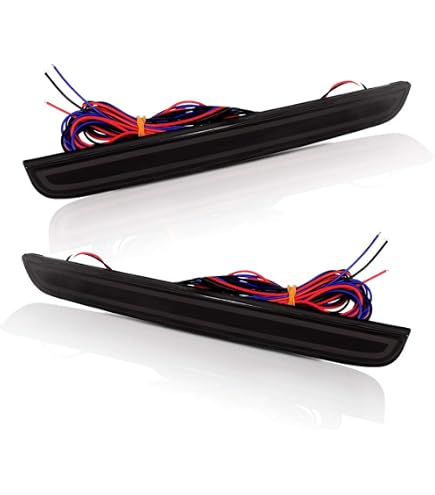 ATROVI Smoked LED Rear Bumper Reflector Lights For 2015-2017 Ford Mustang - 3-in-1 Brake/Turn/Running Light - View #6