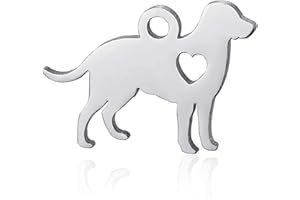 DanLingJewelry 20Pcs Stainless Steel Dog with Heart Charm Pendant for DIY Crafting Jewellery Makings