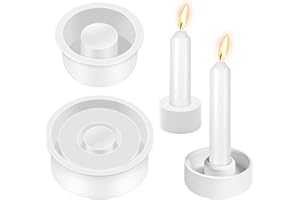 Aulese Silikonform Kerzenhalter, 2 Stück Gießformen Beton Silikon Kerzenhalter, Rund Silikon Formen zum Gießen für Stabkerzen und Teelichter