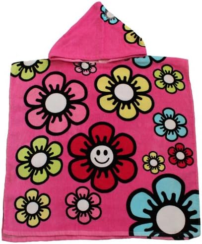 Poncho BuddyPoncho Buddy Smile Pink Flower Childs Hooded Beach Bath Swim Towel UPF 50+