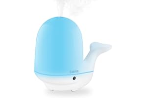 Ultrasonic Humidifier Quiet Cool Mist Essential Oil Diffuser Scented Aromatherapy Cadrim 7 Color Night Light Low Energy Home Cute Whale Baby Kids Humidified Air Quiet 20db Auto Shut-off Bedroom Office